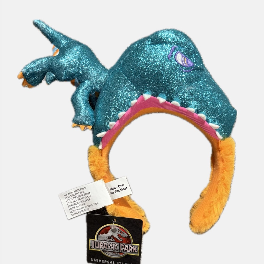 New Jurassic Park Universal Studio Blue Glitter Dinosaur Headband T-Rex